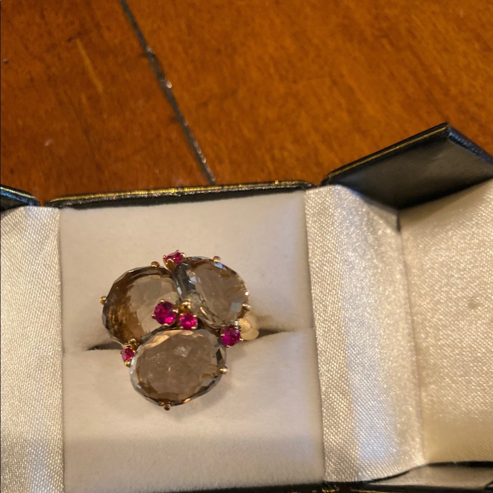 Green Stone Ring With Ruby - image 1